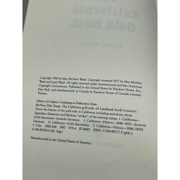 the California gold rush hardcover book landmark books by May McNeer 1950 Read - Picture 10 of 11